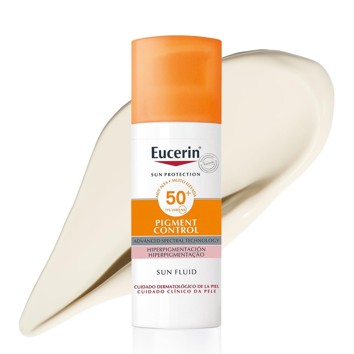 Eucerin Sun Face Pigment Control Fluid FPS 50+ (50 ml), crema facial solar FPS 50+ con filtros UVA/UVB, protección solar antimanchas y antipigmentación, crema de sol para todo tipo de pieles