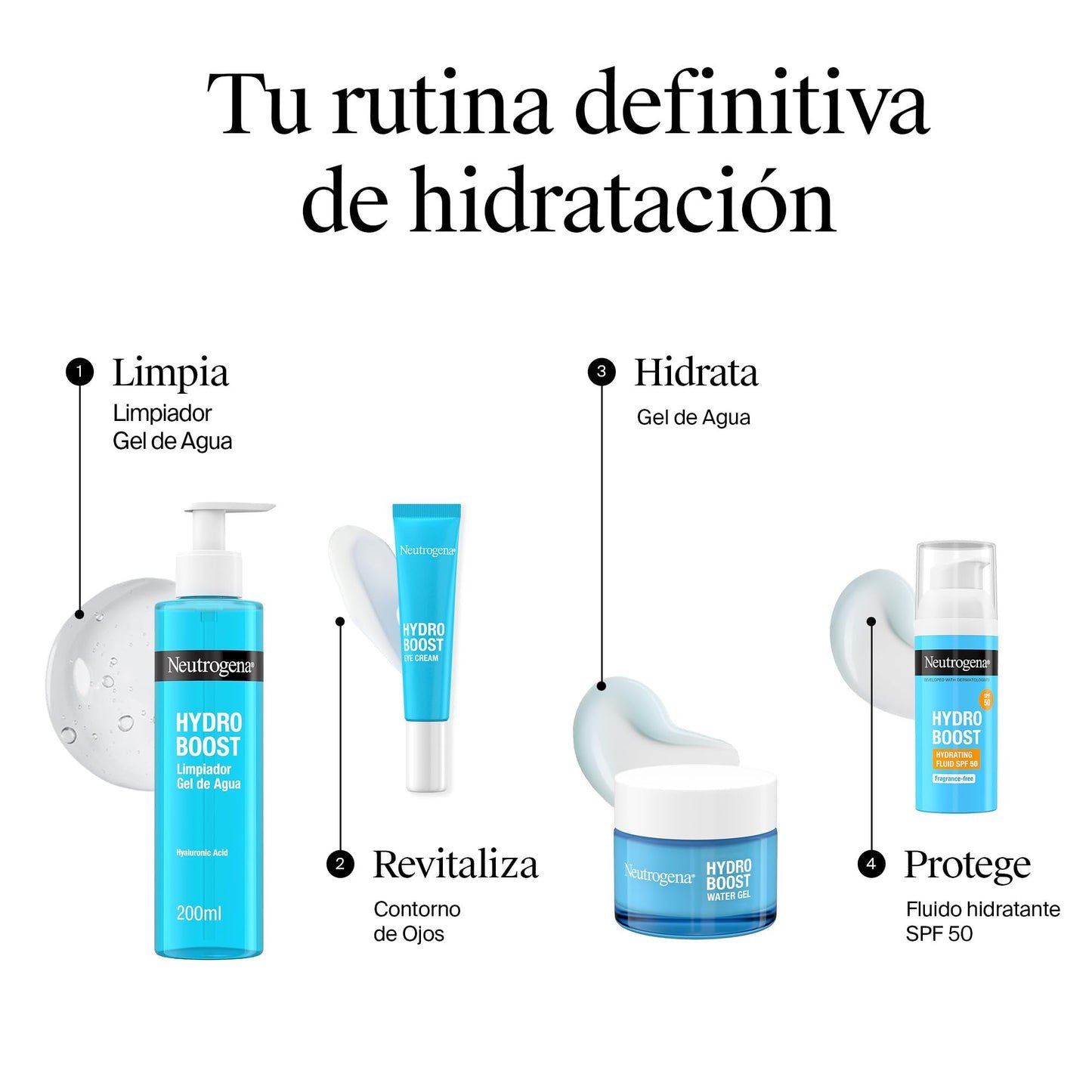 Neutrogena Hydro Boost Fluido Hidratante SPF 50 (1 x 50 ml), crema solar 50 de uso diario con ácido hialurónico y 2% niacinamida, protector solar hidratante de amplio espectro
